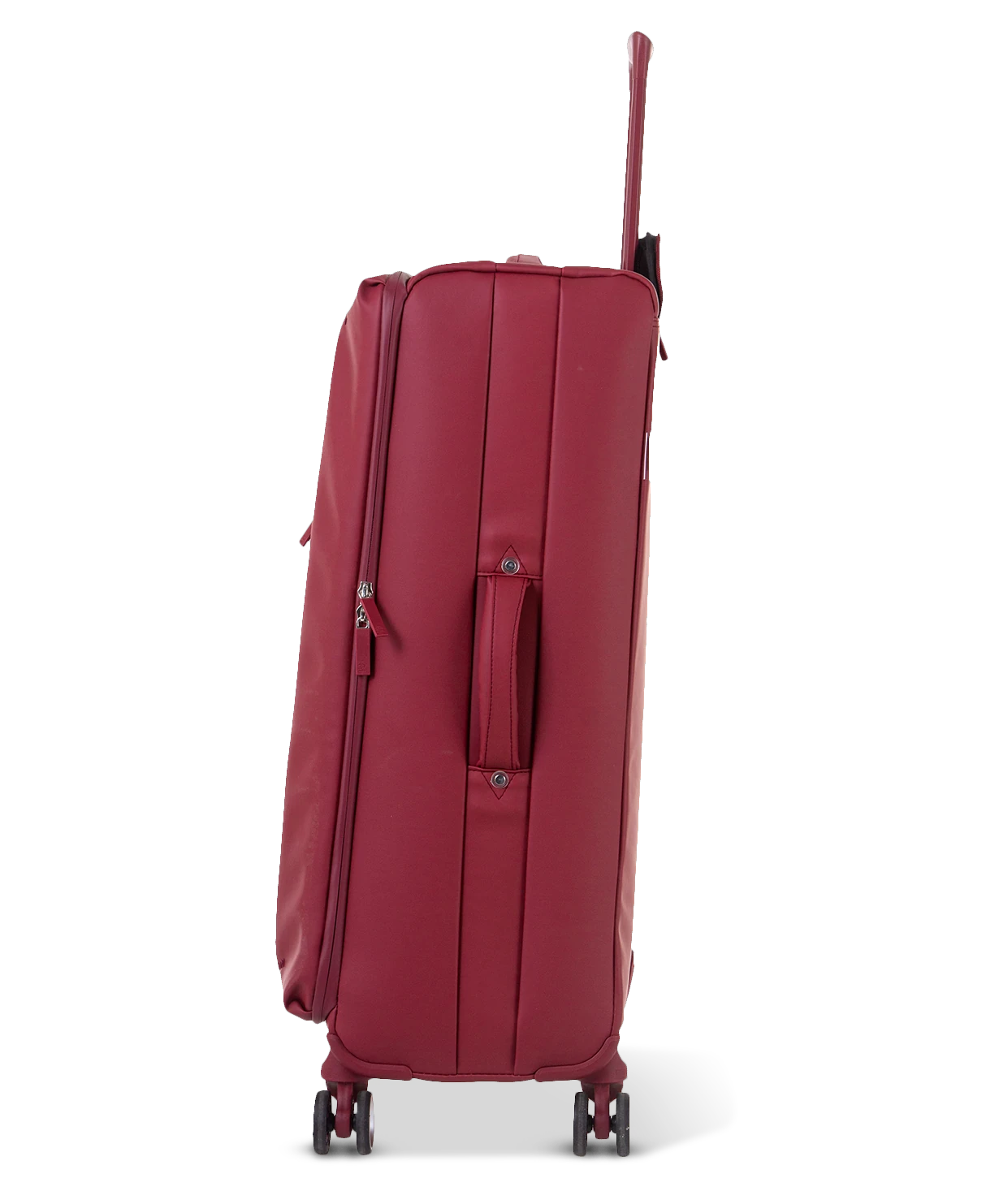 Valise souple Évasion en polyuréthane imperméable soute 75 cm coloris rouge foncé vue de profil côté avec poignée latérale