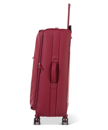 Valise souple Évasion en polyuréthane imperméable soute 75 cm coloris rouge foncé vue de profil côté avec poignée latérale