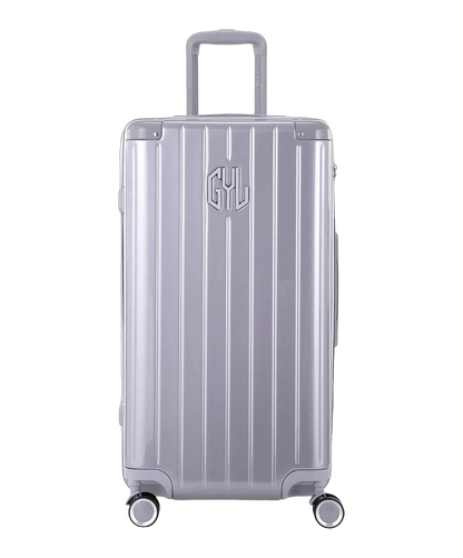 Valise trunk GYL taille L argent polycarbonate vue de face avec logo
