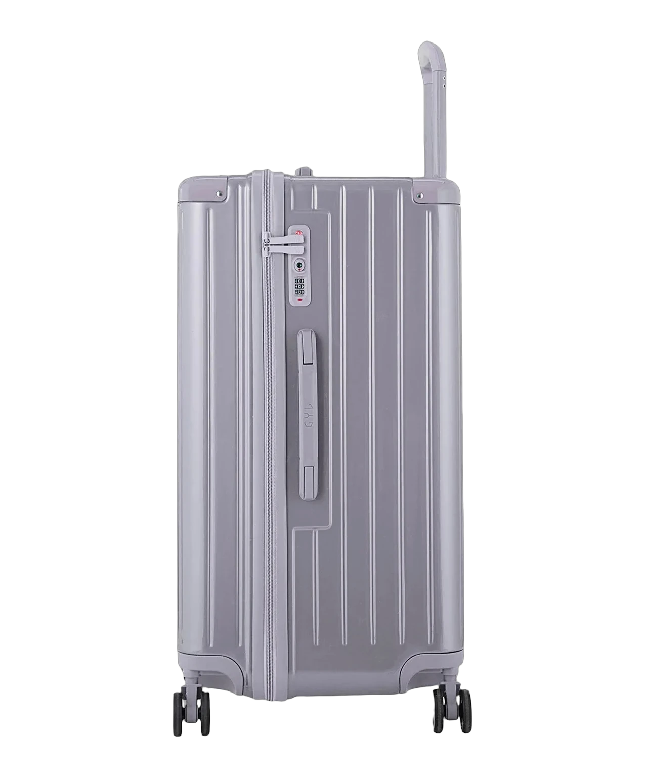 Cote de la valise trunk GYL L argent avec serrure TSA integree