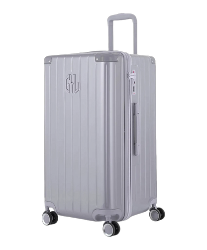 Valise trunk GYL taille L argent vue trois quarts polycarbonate rigide