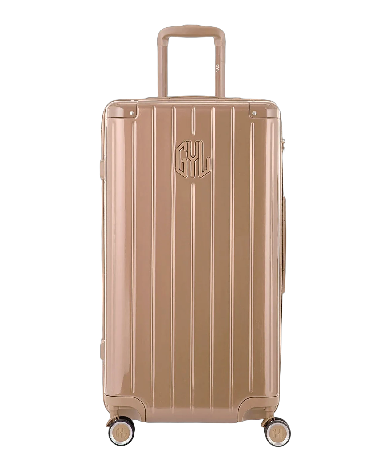 Valise trunk GYL taille L champagne polycarbonate vue de face avec logo