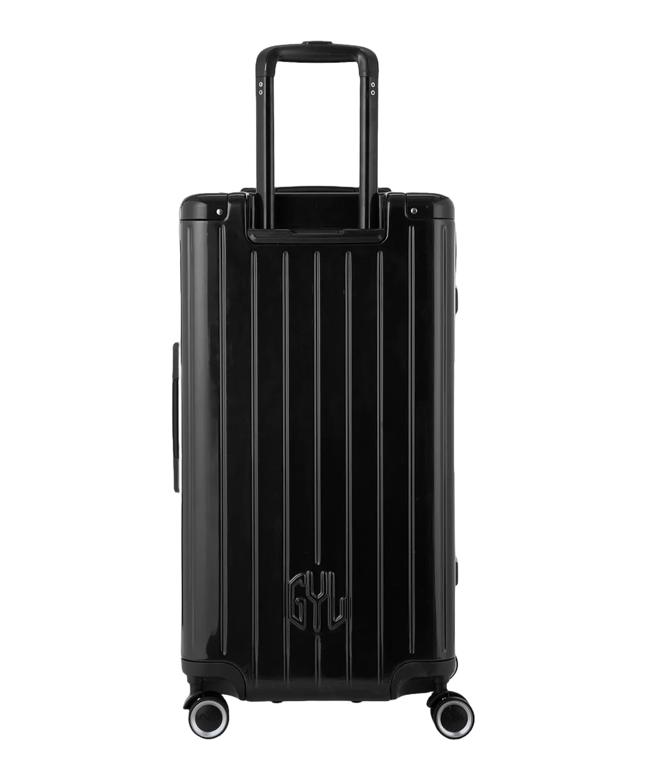Dos de la valise trunk GYL L noir avec trolley telescopique deploye
