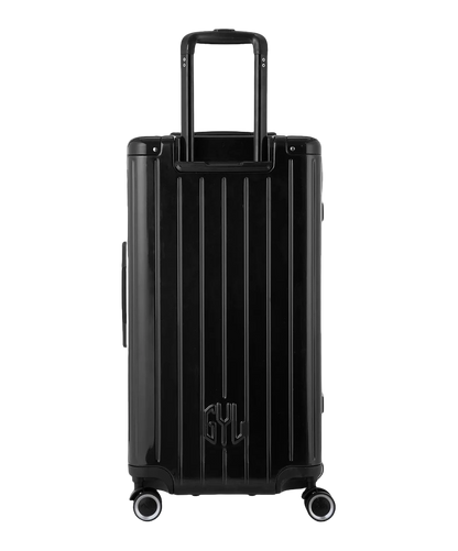 Dos de la valise trunk GYL L noir avec trolley telescopique deploye