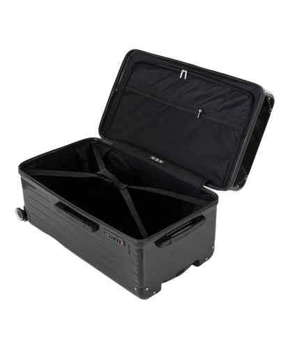 Interieur de la valise trunk GYL L noir ouvert avec compartiments et sangles