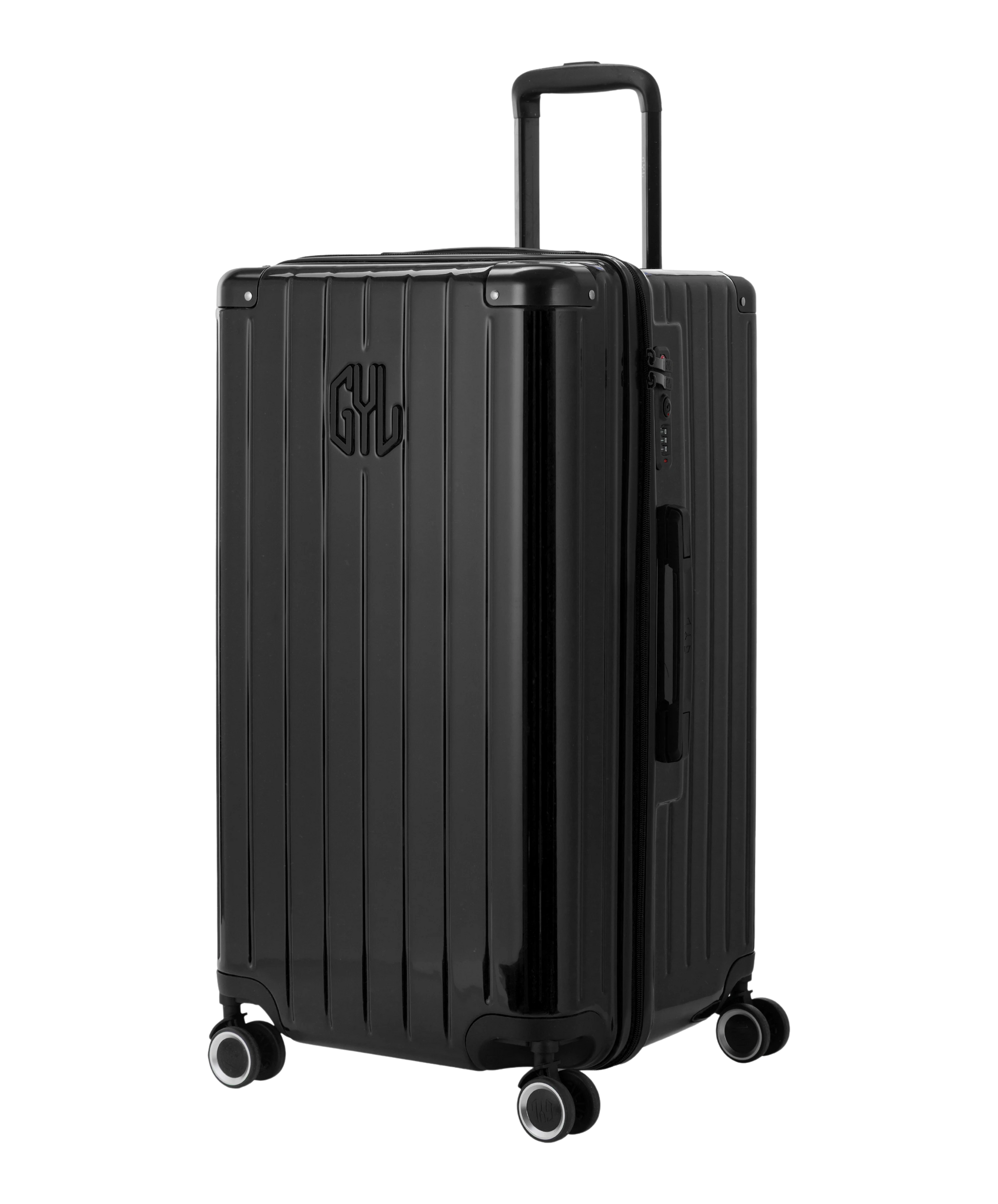 Valise Trunk L Intemporelle GYL en polycarbonate 71 cm coloris noir vue trois quarts avant