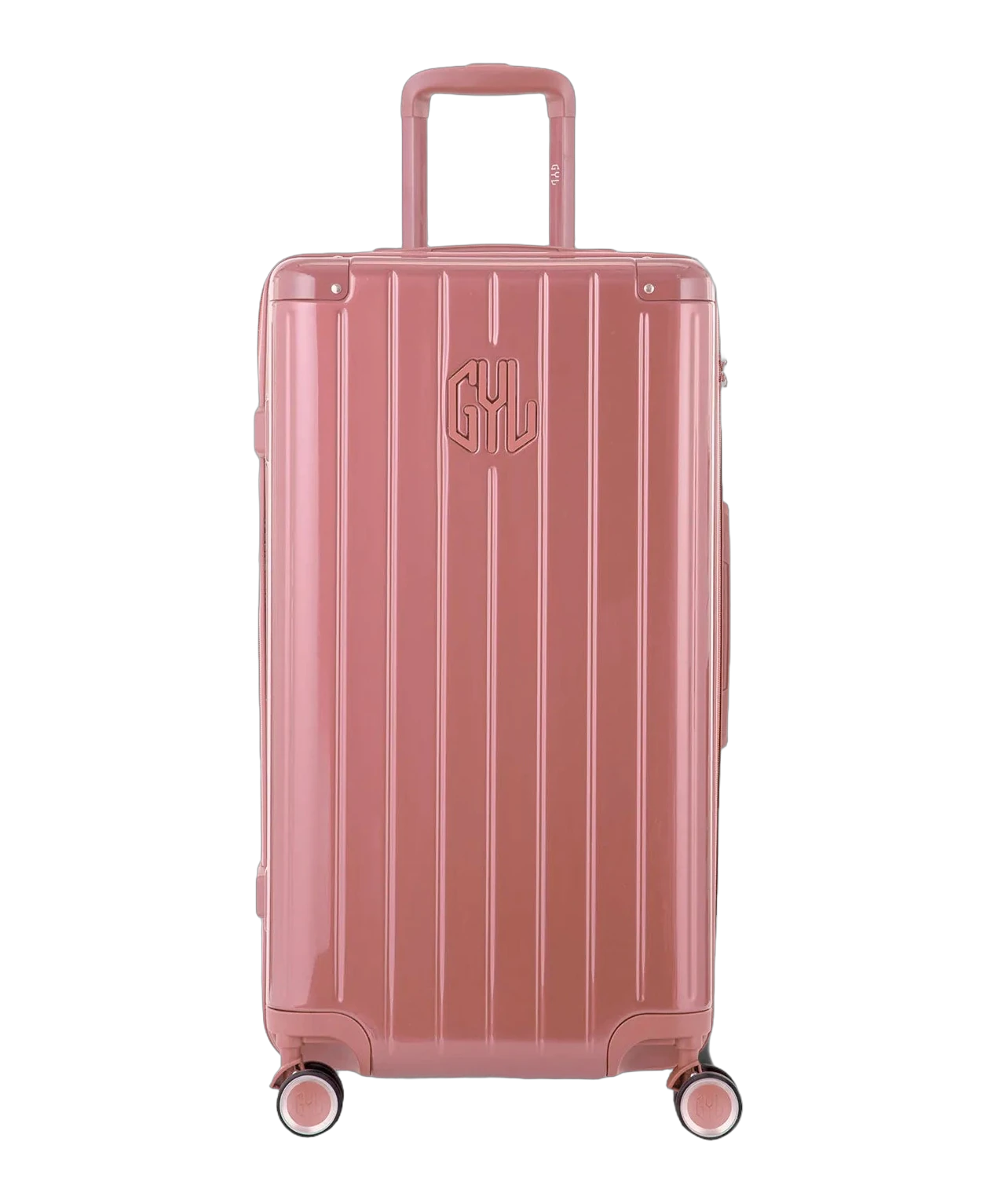 Valise trunk GYL taille L rose gold polycarbonate vue de face avec logo