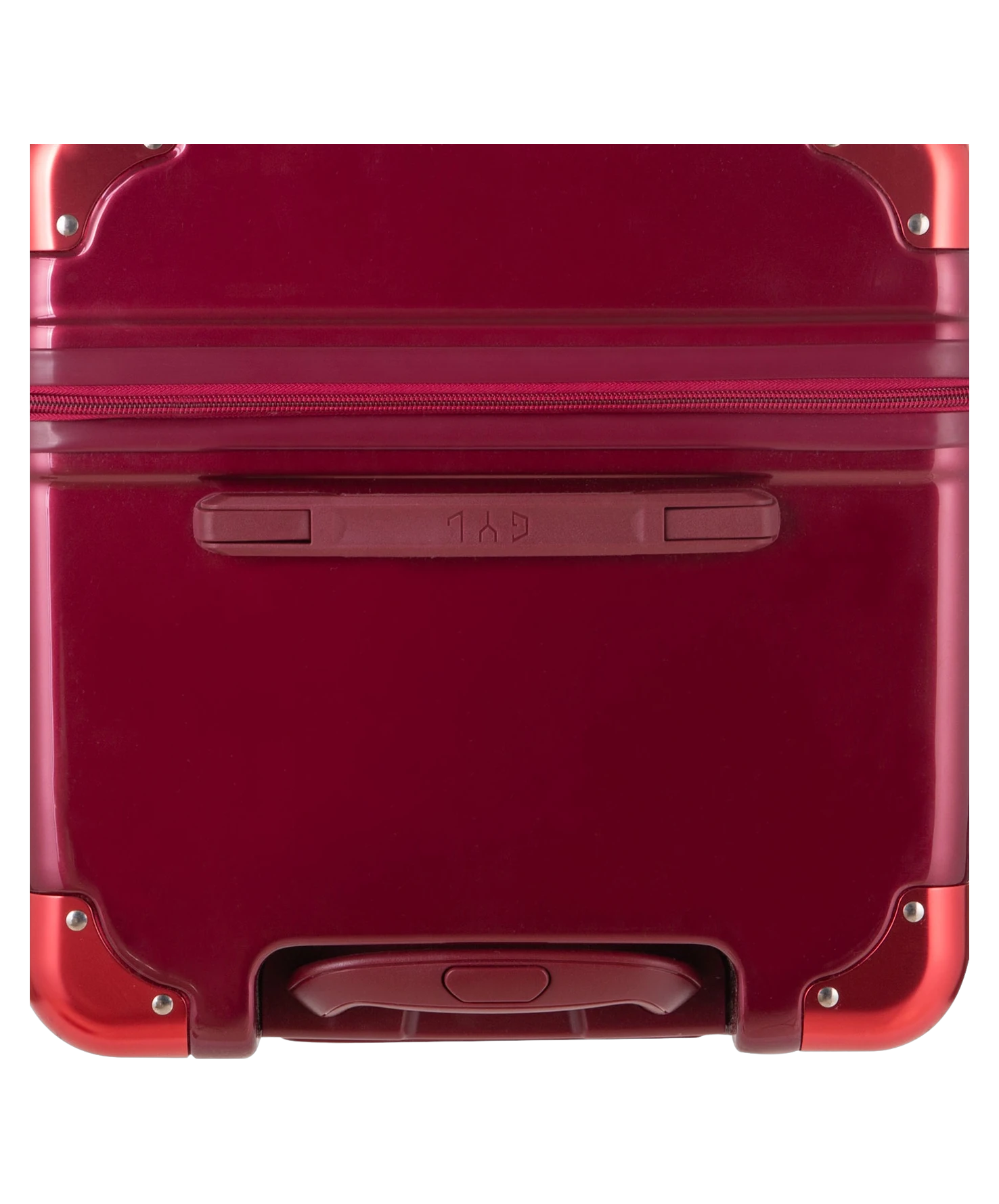 Valise Trunk L Intemporelle GYL en polycarbonate 71 cm coloris rouge fonce vue du dessus avec poignee de portage et coins renforces