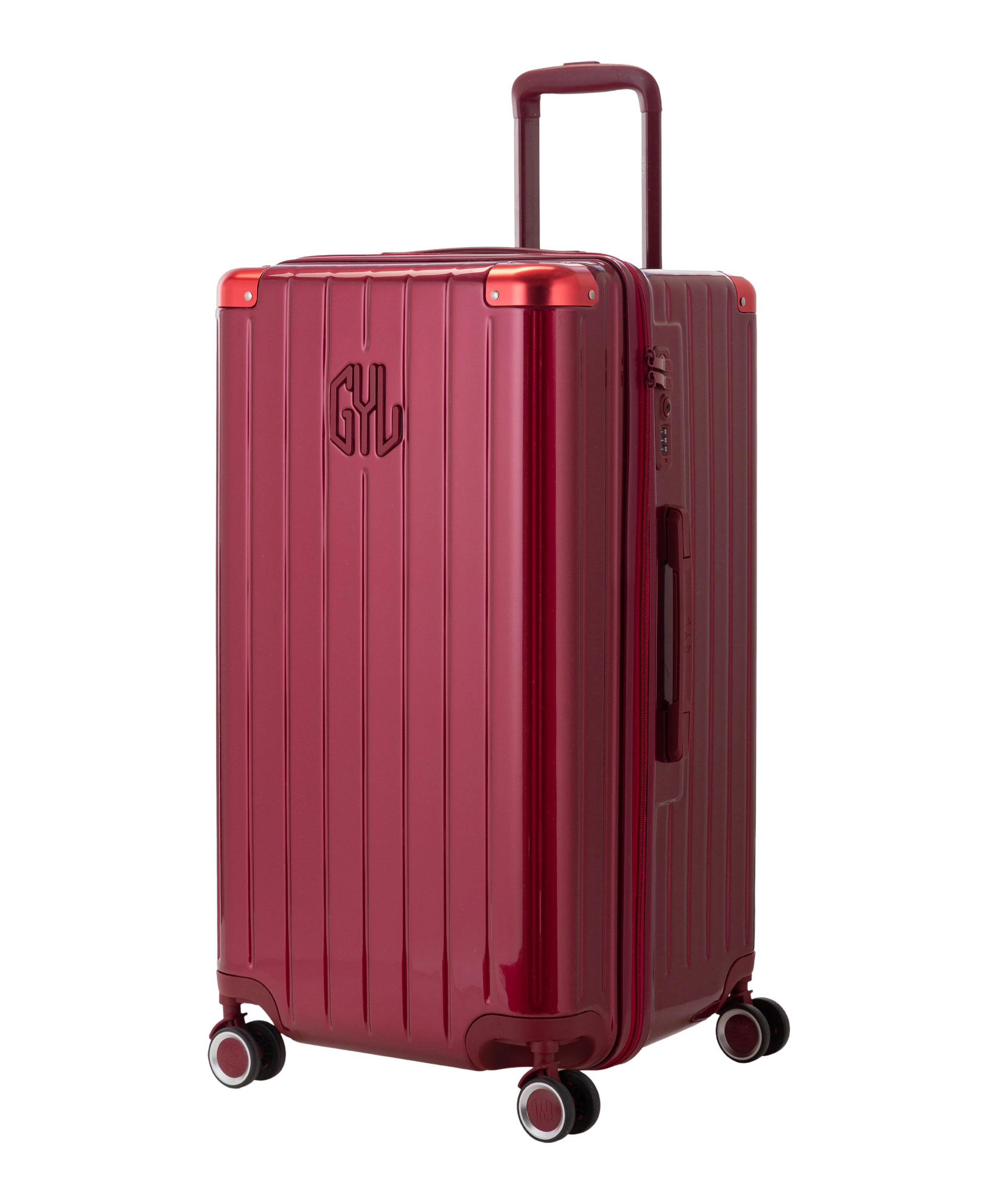 Valise Trunk L Intemporelle GYL en polycarbonate 71 cm coloris rouge fonce vue trois quarts avant