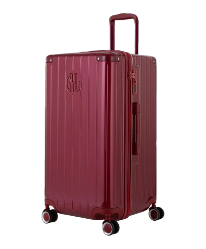 Valise trunk GYL taille L rouge fonce vue trois quarts polycarbonate rigide