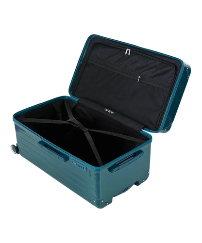 Interieur de la valise trunk GYL L sapin ouvert avec compartiments et sangles