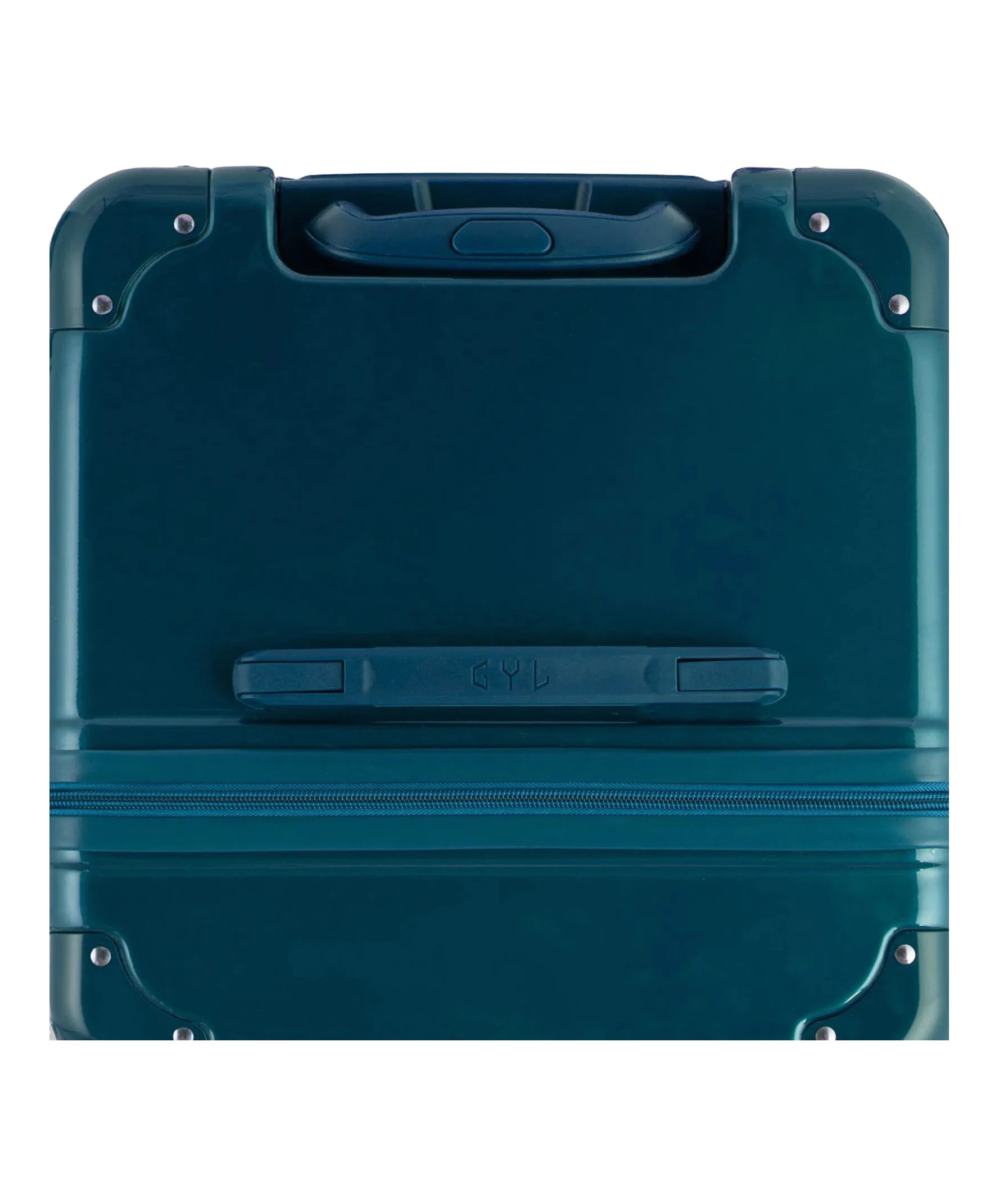 Vue du dessus de la valise trunk GYL L sapin en polycarbonate avec poignee