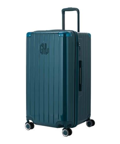Valise Trunk L Intemporelle GYL en polycarbonate 71 cm coloris sapin vue trois quarts avant