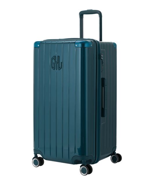 Valise Trunk L Intemporelle GYL en polycarbonate 71 cm coloris sapin vue trois quarts avant