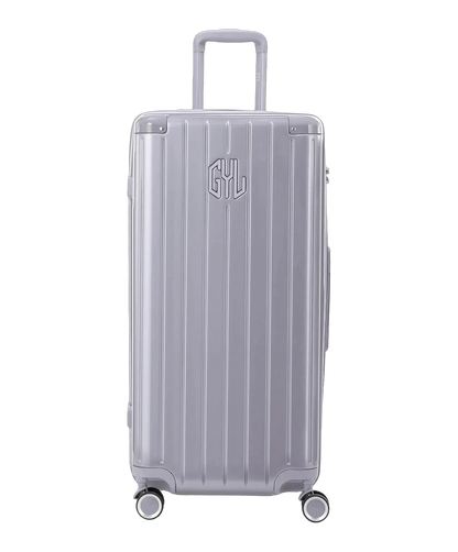 Valise trunk GYL taille XL argent polycarbonate vue de face avec logo