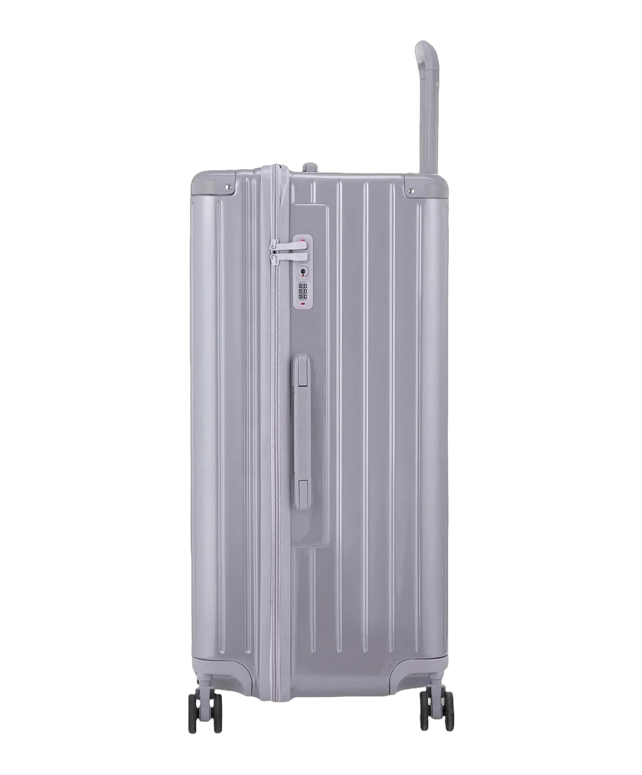 Valise trunk GYL taille XL argent de profil avec serrure TSA integree