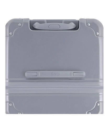 Valise trunk GYL taille XL argent vue du dessus avec la poignee
