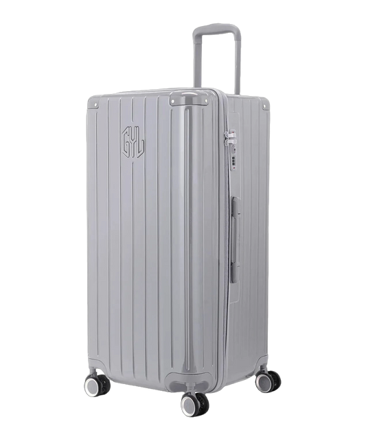 Valise trunk GYL taille XL argent vue trois quarts polycarbonate rigide