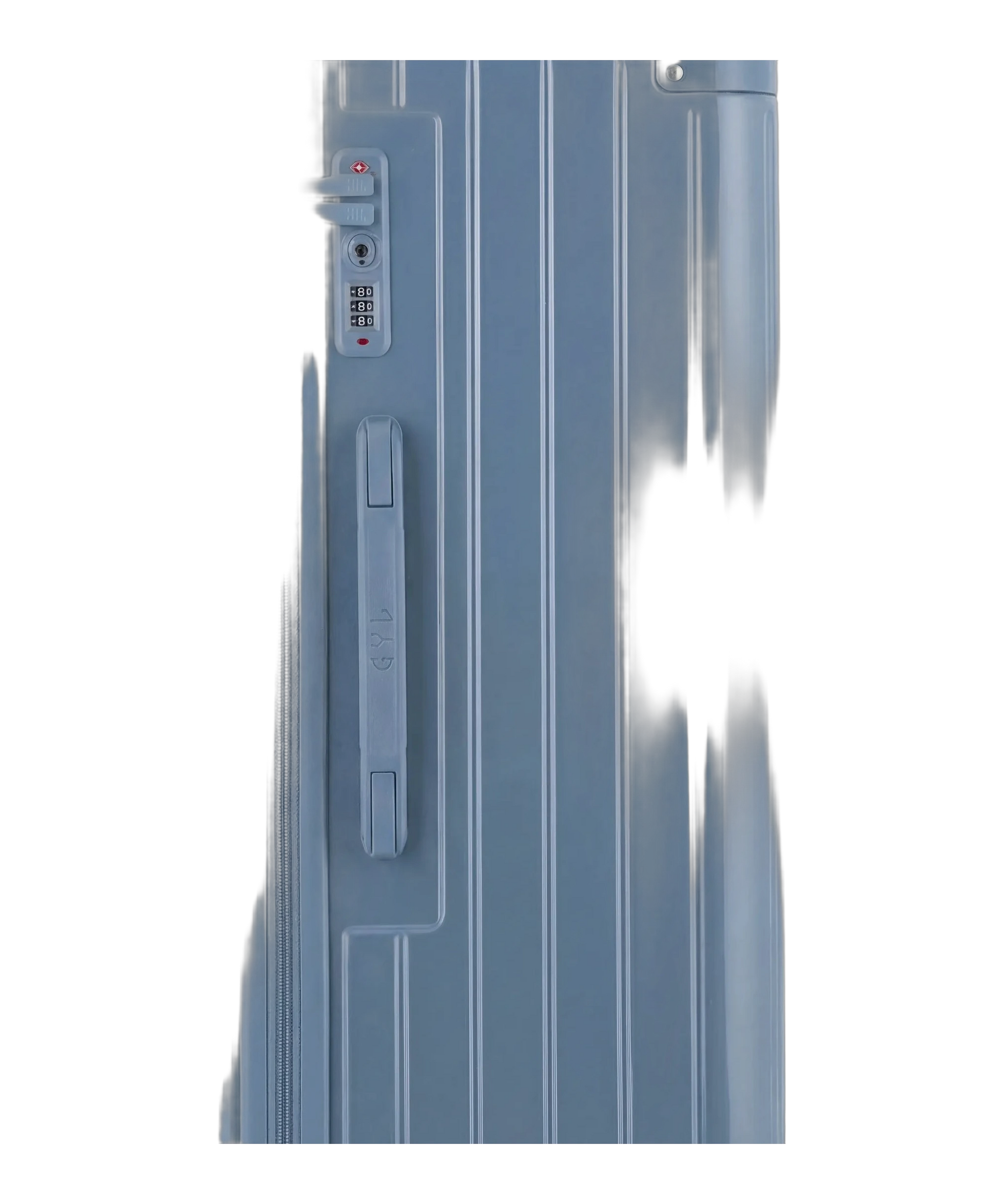 Valise trunk GYL taille XL bleu grise detail de la serrure TSA