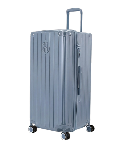 Valise trunk GYL taille XL bleu grise vue trois quarts polycarbonate rigide