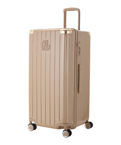 Valise Trunk XL Intemporelle GYL en polycarbonate 78 cm coloris champagne vue trois quarts avant