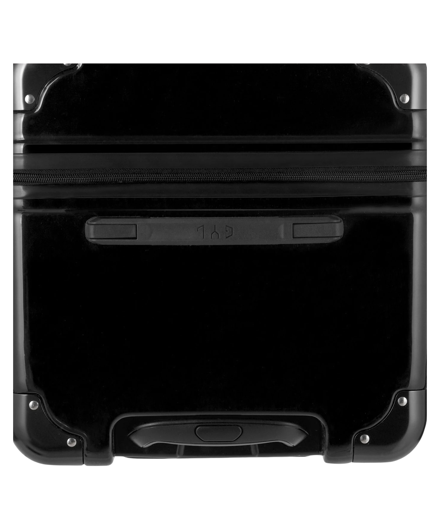 Valise Trunk XL Intemporelle GYL en polycarbonate 78 cm coloris noir vue du dessus avec poignee de portage et coins renforces