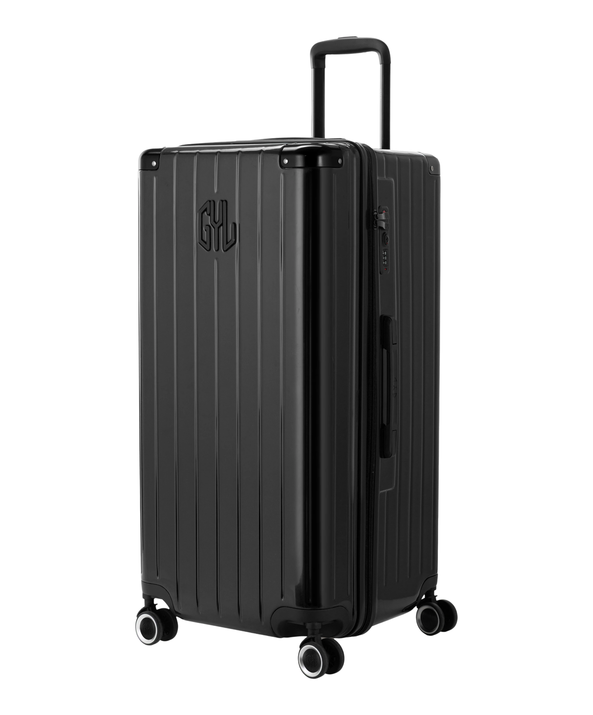 Valise Trunk XL Intemporelle GYL en polycarbonate 78 cm coloris noir vue trois quarts avant
