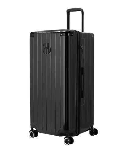 Valise Trunk XL Intemporelle GYL en polycarbonate 78 cm coloris noir vue trois quarts avant