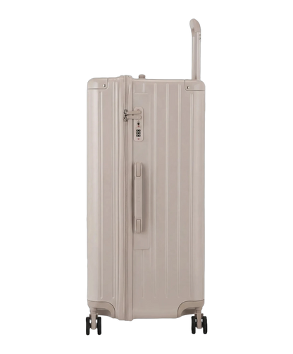 Valise trunk GYL taille XL nude vue de dos avec trolley telescopique deploye