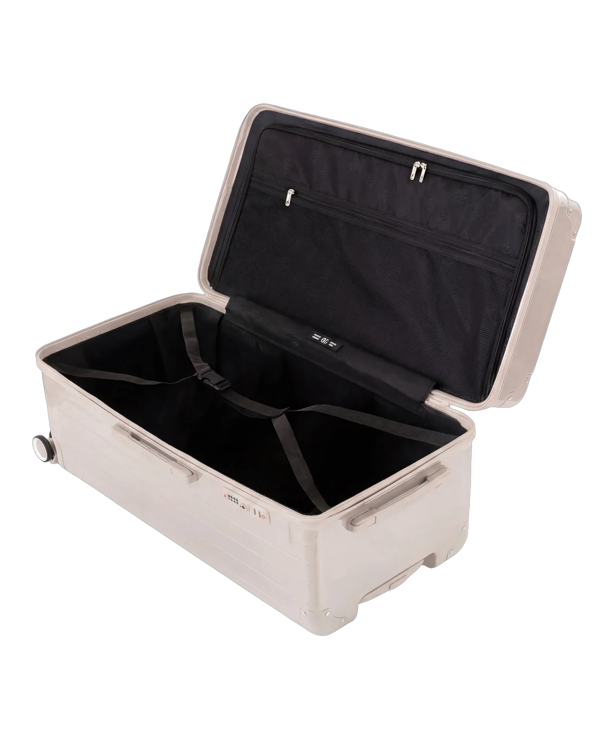 Valise trunk GYL taille XL nude interieur ouvert avec compartiments et sangles
