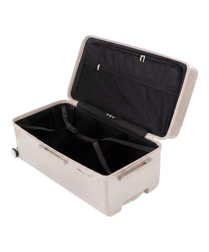 Valise trunk GYL taille XL nude interieur ouvert avec compartiments et sangles