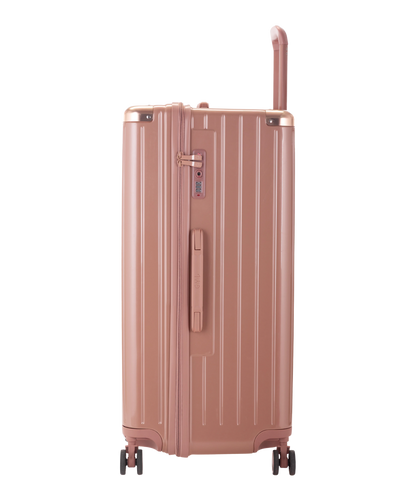 Valise Trunk GYL en polycarbonate Trunk XL 80 cm coloris rose gold vue de profil avec serrure TSA integree
