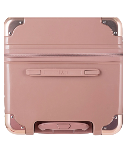 Valise Trunk XL Intemporelle GYL en polycarbonate 78 cm coloris rose gold vue du dessus avec poignee de portage et coins renforces