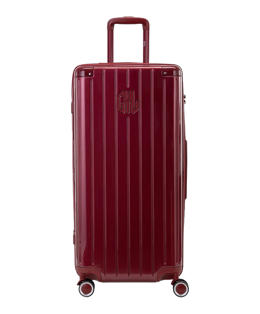 Valise trunk GYL taille XL rouge fonce polycarbonate vue de face avec logo