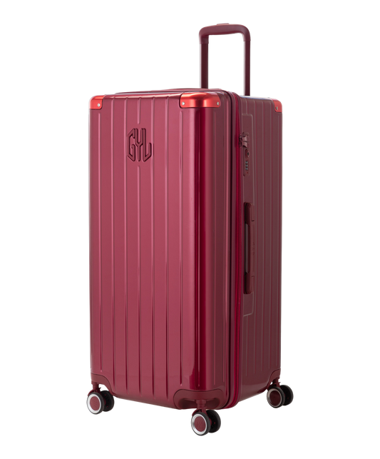 Valise Trunk XL Intemporelle GYL en polycarbonate 78 cm coloris rouge fonce vue trois quarts avant