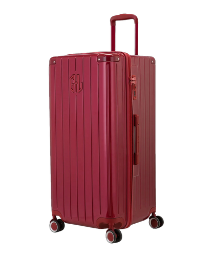 Valise trunk GYL taille XL rouge fonce vue trois quarts polycarbonate rigide