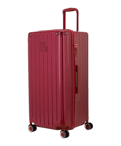 Valise trunk GYL taille XL rouge fonce vue trois quarts polycarbonate rigide