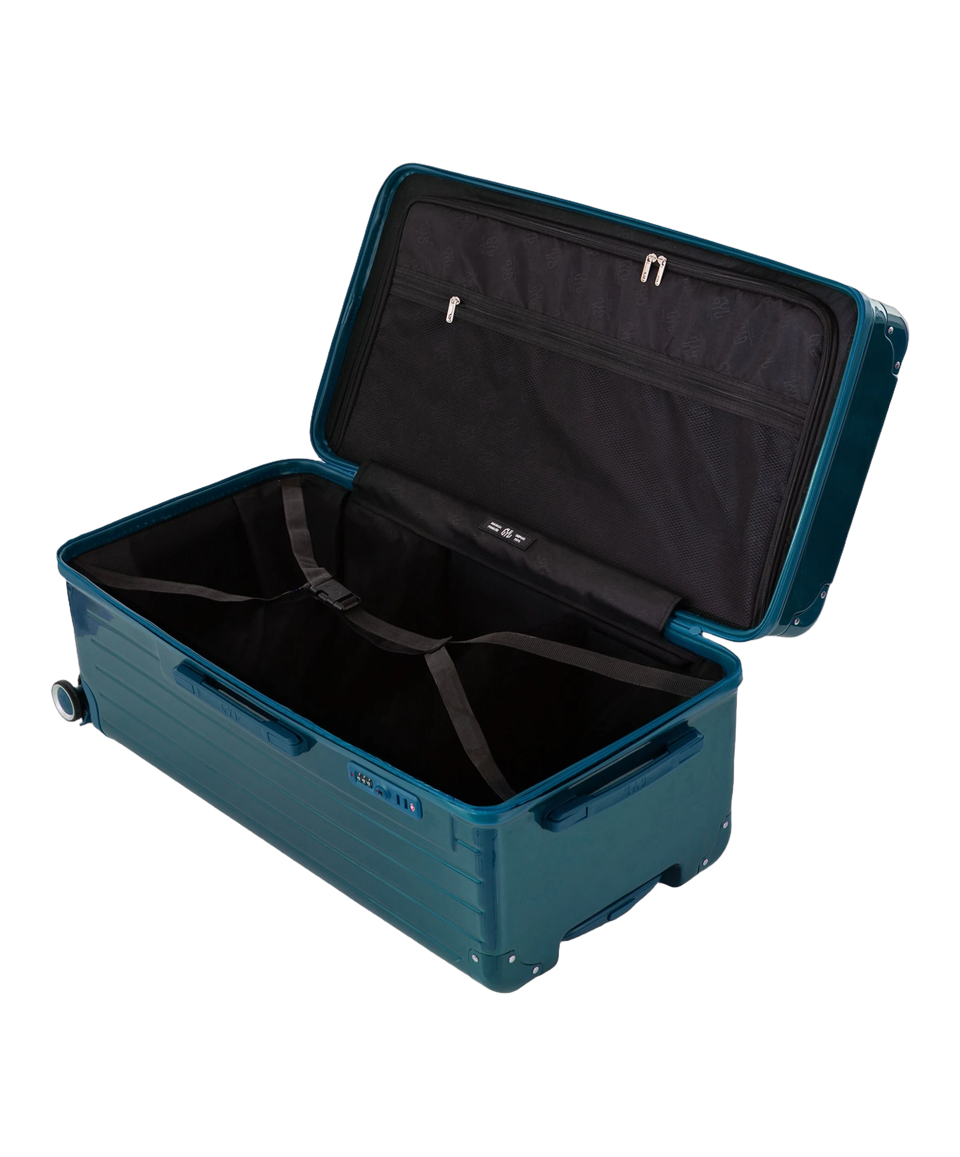 Valise trunk GYL taille XL sapin interieur ouvert avec compartiments et sangles