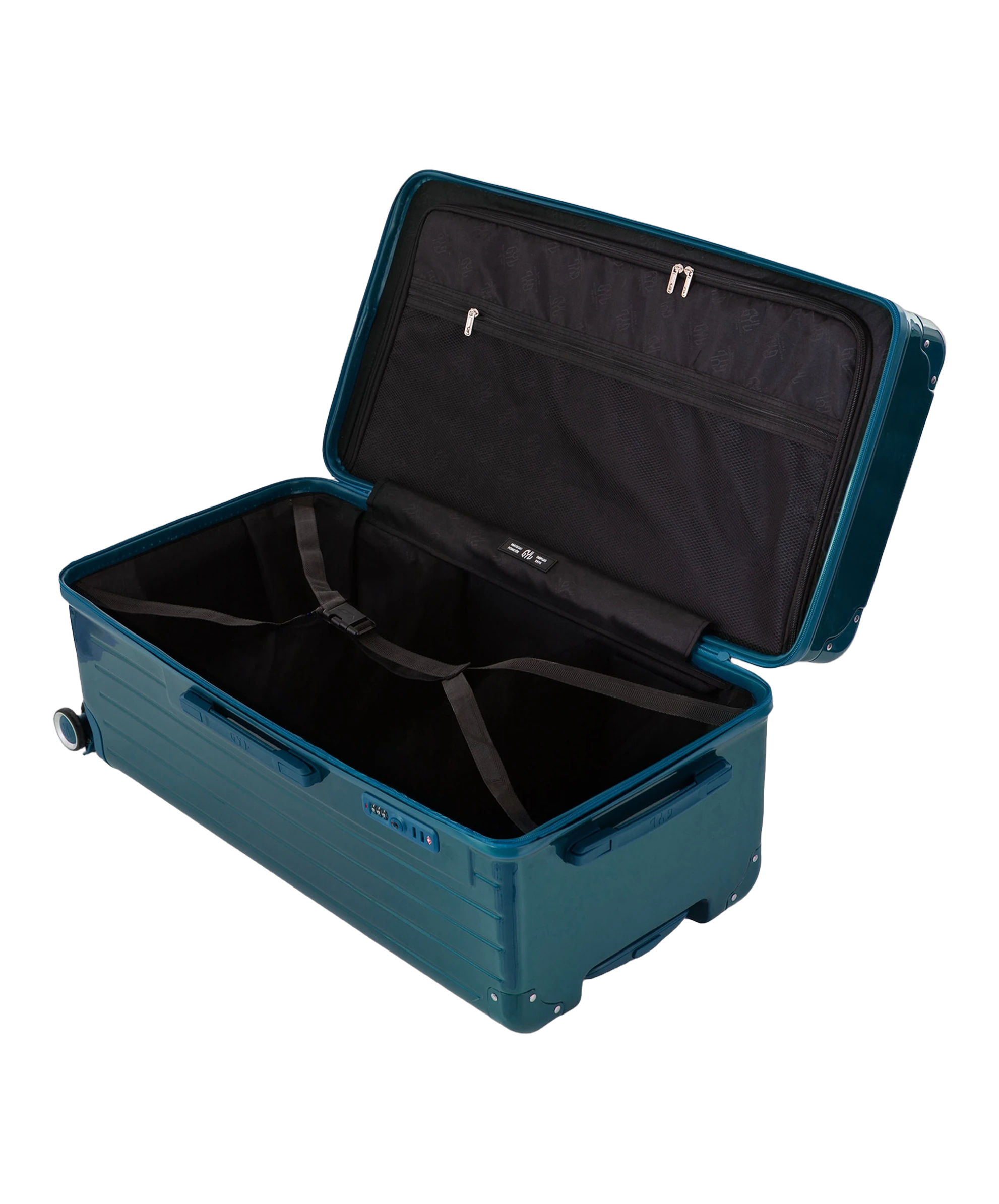 Valise trunk GYL taille XL sapin interieur ouvert avec compartiments et sangles