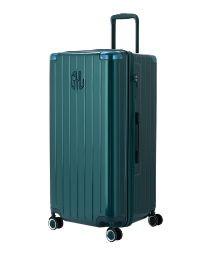 Valise Trunk XL Intemporelle GYL en polycarbonate 78 cm coloris sapin vue trois quarts avant